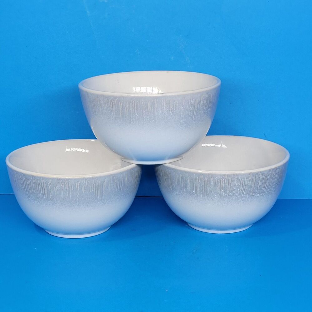 Mikasa Logan Grey Set Of 3 Stoneware 4.5"X2.5" Dessert Bowls Unused VGC